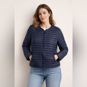 LOFT Navy Blue Lightweight Puffer Jacket | Women’s XL | Quilted Slim Fit